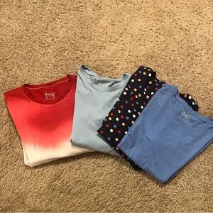 4 Pack Denim &Co-Women’s Shirt Collection - Red, Light Blue, Blue and Polka Dot
